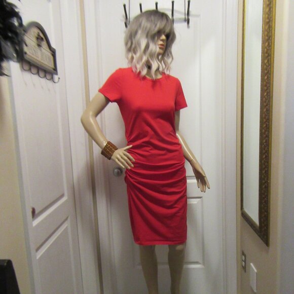 Red Short Sleeve Tshirt Dress - Picture 11 of 11